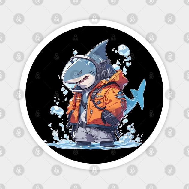 Anime Deep Sea Diver Shark Magnet by DanielLiamGill